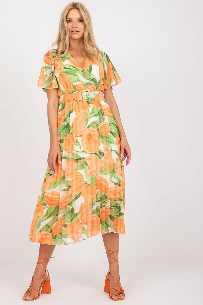 Sunset Citrus Wrap Dress - Orange / One Size