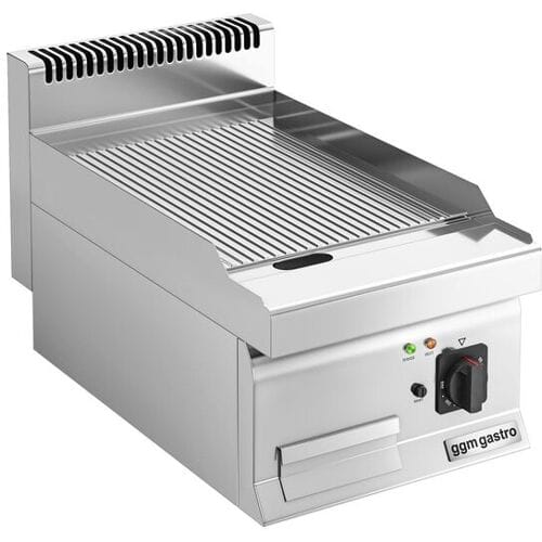 GGM Gastro Elektro Bratplatte - 4,5 kW - Gerillt Zilver