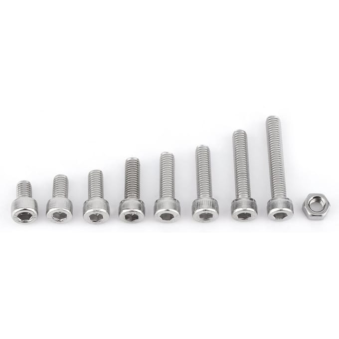 RVS SS304 Zeskantige Inbusbouten en Moeren Assortiment M5 (Bolkop)