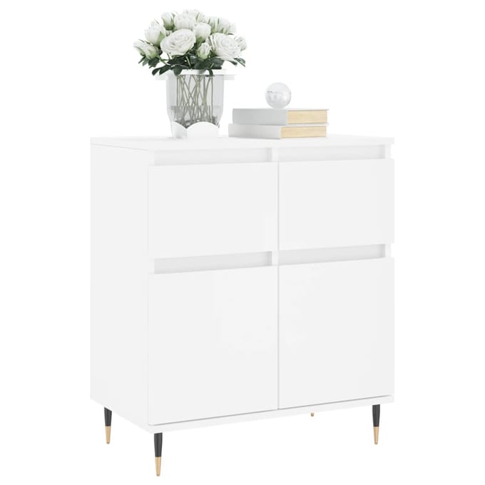 vidaXL - Dressoir - 60x35x70 - cm - bewerkt - hout - wit