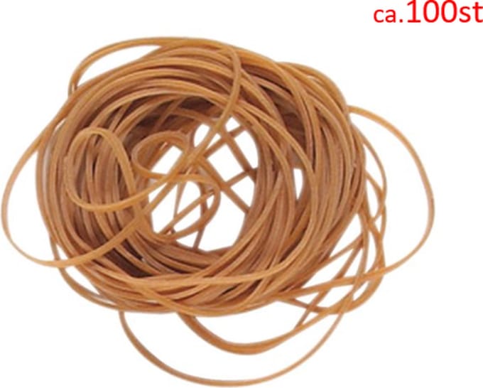 Elastiekjes rubber - Hobby & knutsel materiaal - Kantoorartikelen - ca.100stuks.