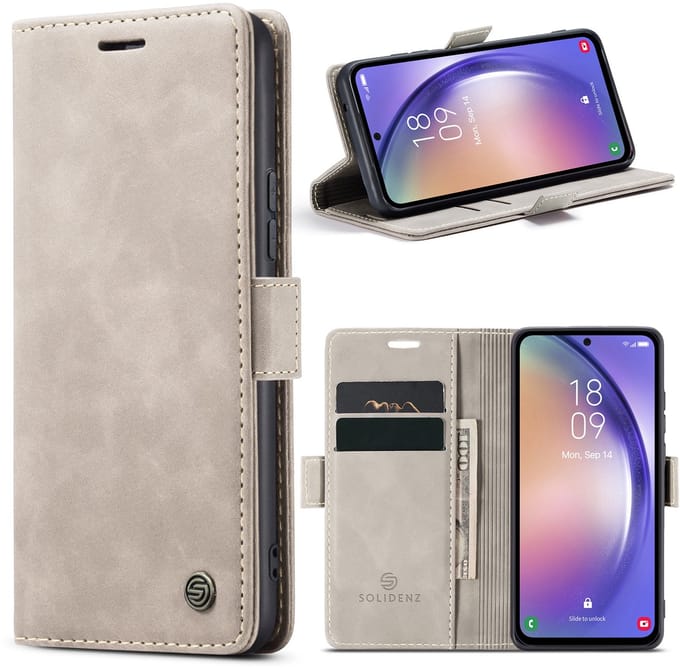 Solidenz Hoesje - Geschikt voor Samsung Galaxy A54 - Urban Book - Beige