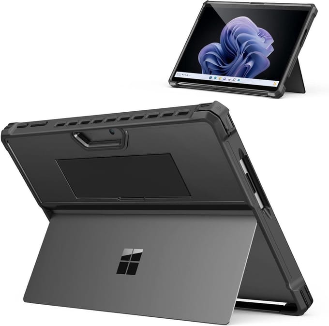 Beschermende Rugged Case voor Microsoft Surface Pro 11, 10, 9 - Handstrap, Geschikt voor Type Cover, Zwart