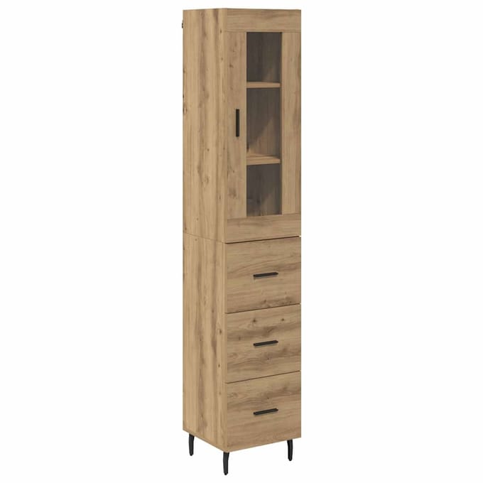 vidaXL Highboard Artisan Eiken 34,5 x 34 x 180 cm Bewerkt hout