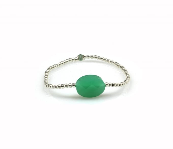 Heaven Eleven - dames - armband - 925 - zilver - groen - ovale steen - 17cm