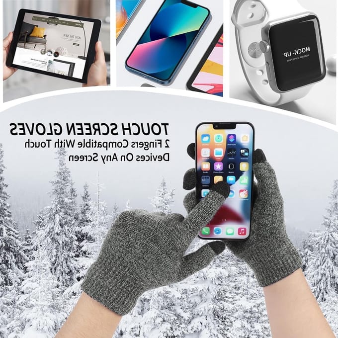 Dikke gebreide winterhandschoenen met fleece en elastische manchetten voor extra warmte