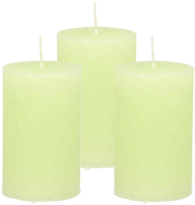 Atmosphera Stompkaars - 3x - lime groen - 5 x 8 cm - klein rustiek model - cilinderkaars - kaars
