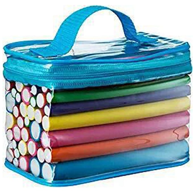 Bigoudis Flexibles Doux Portables Sans Chaleur Bigoudis avec Sac Bleu pour Salon de Beauté blue