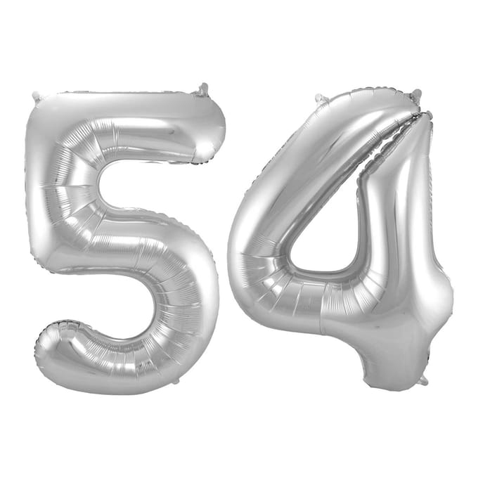Folieballon 54 jaar - Zilver - 86 cm