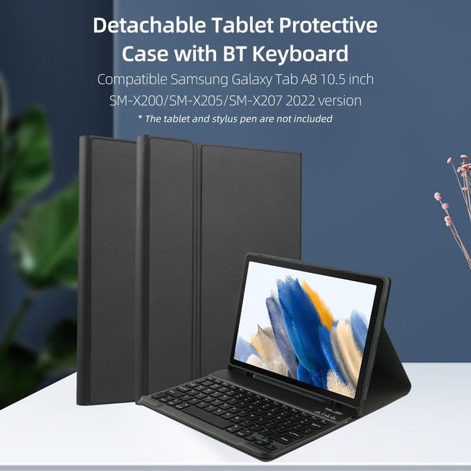 Afneembare Tablet Beschermhoes met BT Toetsenbord Penvak Compatibel met Samsung Galaxy Tab A8 without touchpad zwart