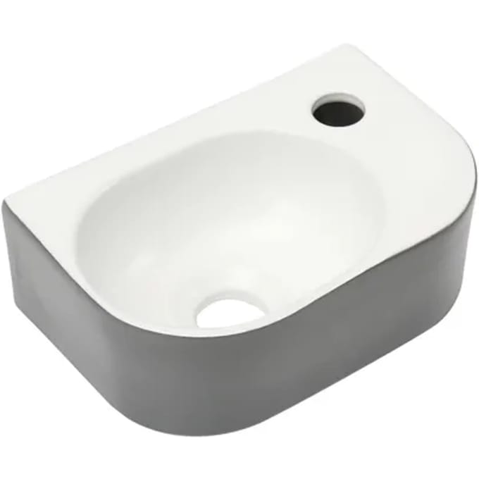 Differnz Fonteinset Lina - Keramiek - Grijs/hoogglans Wit - 34x32x14cm