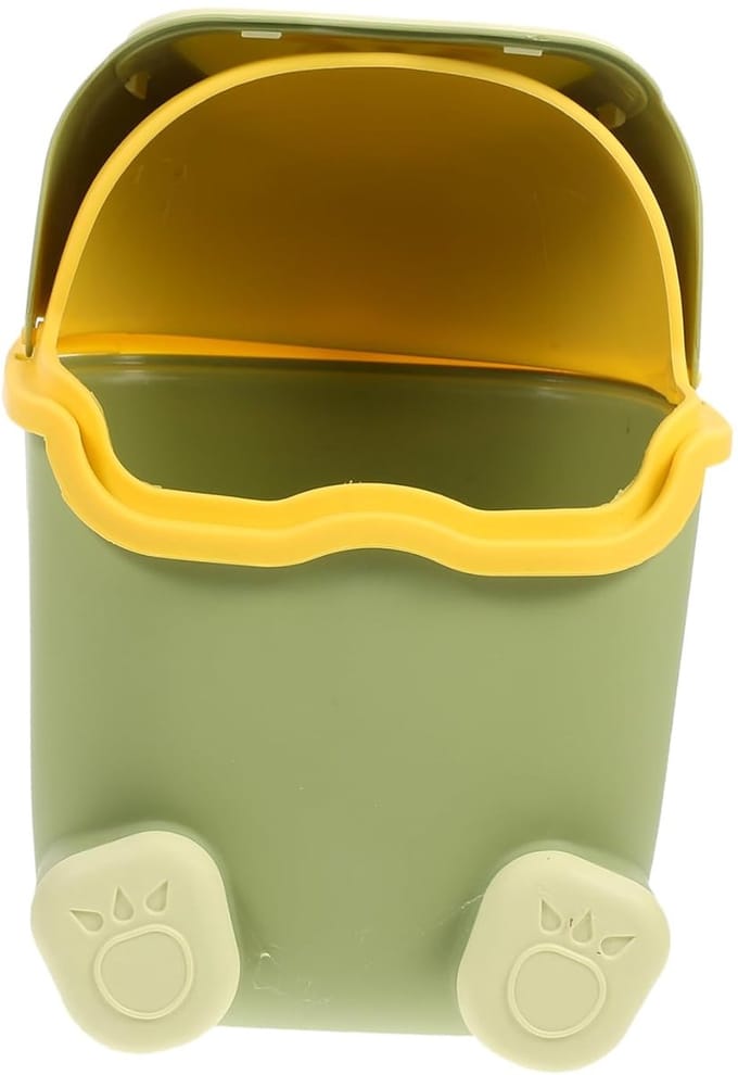 Mini Afvalbak - Bureau Prullenbak Deksel - Thuis Kantoor - Compact Formaat - 21.5x16x14cm - Groen