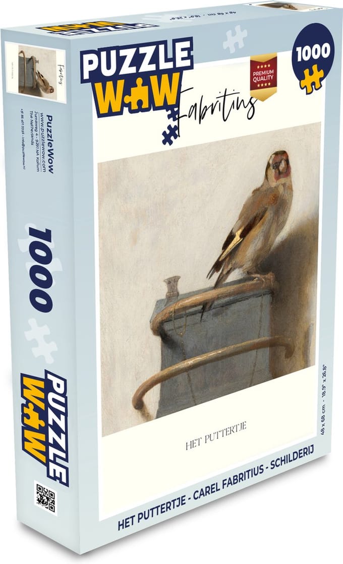 Puzzel Het puttertje - Carel Fabritius - Schilderij - Legpuzzel - Puzzel 1000 stukjes volwassenen