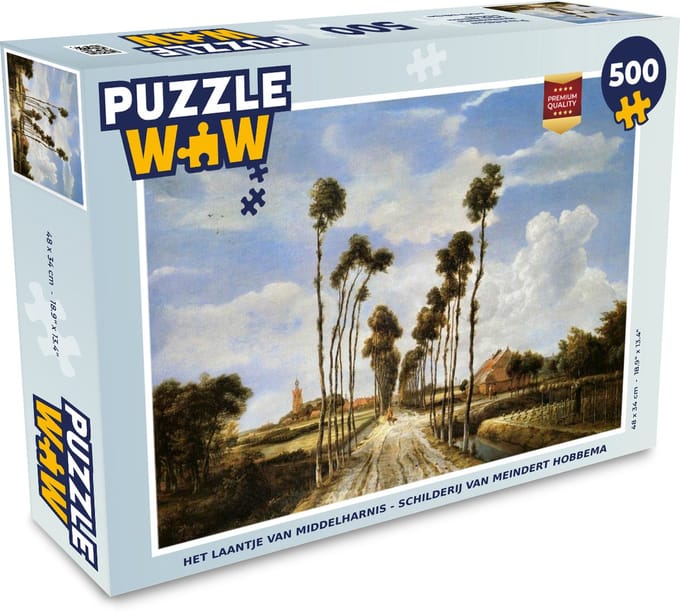 Puzzel Het laantje van Middelharnis - schilderij van Meindert Hobbema - Legpuzzel - Puzzel 500 stukjes