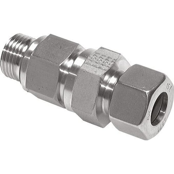 10L (M16x1.5) & G1/4'' Regeling-Uit RVS Terugslagklep Snijring Buitendraad 1-250 bar ISO 8434-1