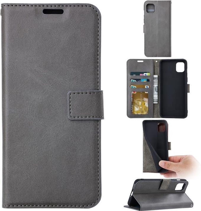 Portemonnee Book Case Hoesje Geschikt voor: iPhone 13 Pro -  grijs