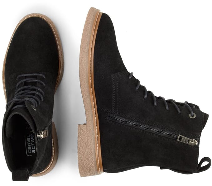 camel active Enkelboot van echt leer - Maat womenswear-37 - Zwart