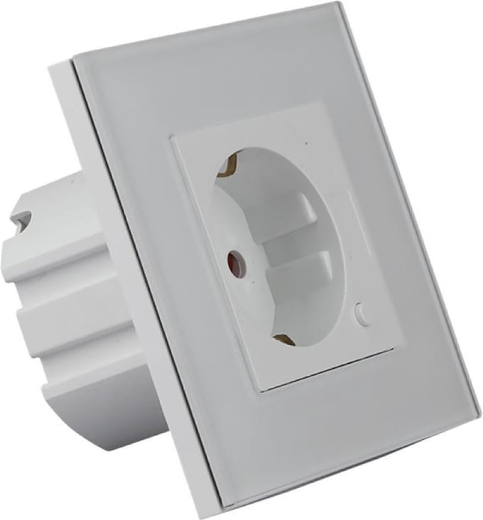 Wandcontactdoos Smart WiFi - Nirano Wimo - Inbouw - 1-voudig - Randaarde - Incl. Glazen Afdekraam - Wit