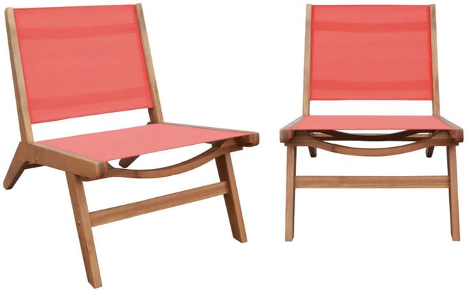 sweeek - Set van 2 relaxstoelen van acaciahout en textileen - madera
