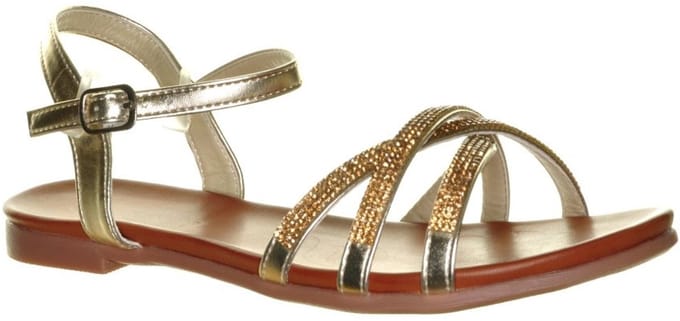 Goude Sandalen Plat Blinkend maat 36