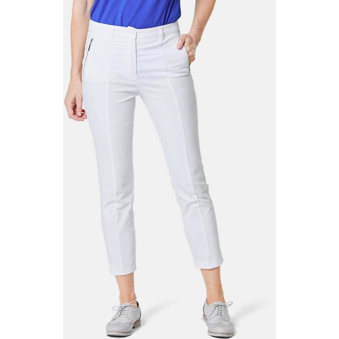 Elastische broek met extra stiksels - wit - Gr. 27 van Goldner Fashion
