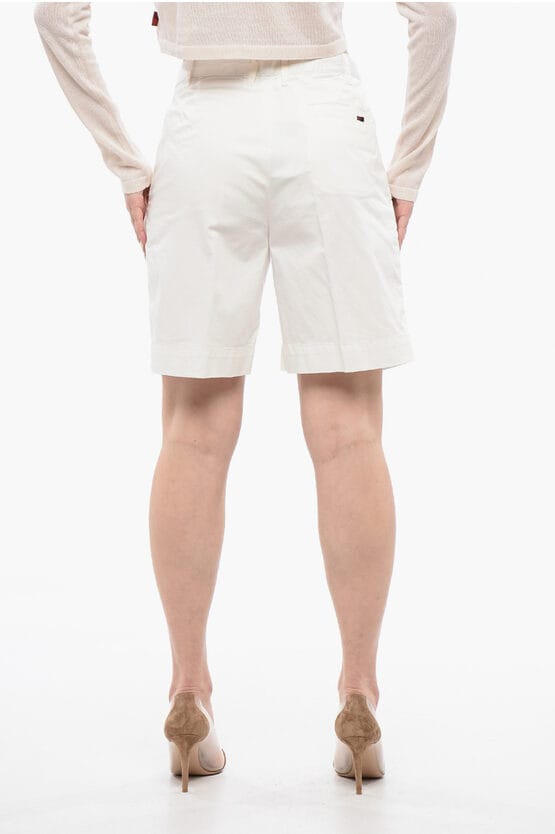 Dubbel geplooide stretch shorts in wit