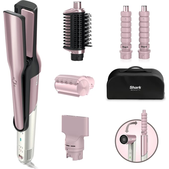 Shark Beauty Shark Glam Ceramic & Air Styling And Drying System With Frizzfighter- Pink