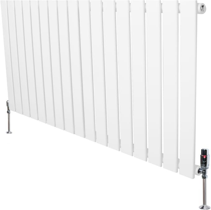 1-kolom design radiator - 600x1190 mm - wit - thermostaatkraan