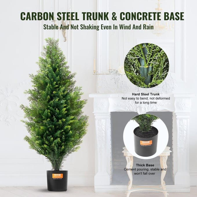 2 Stuks 3' Kunstmatige Ceder Topiary Boom Nep Plant UV Decor Binnen/Buiten