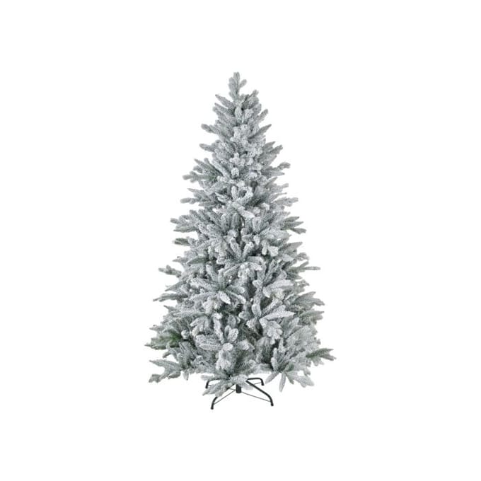 Sapin de Noël - MUVOE - 180 cm - Enneigé - Matériaux ignifuges - Support métal vert