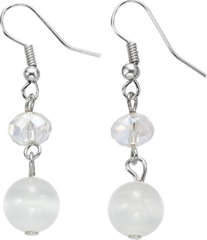 Behave - Oorhangers parel wit kristal - romantisch chic - diner stijl