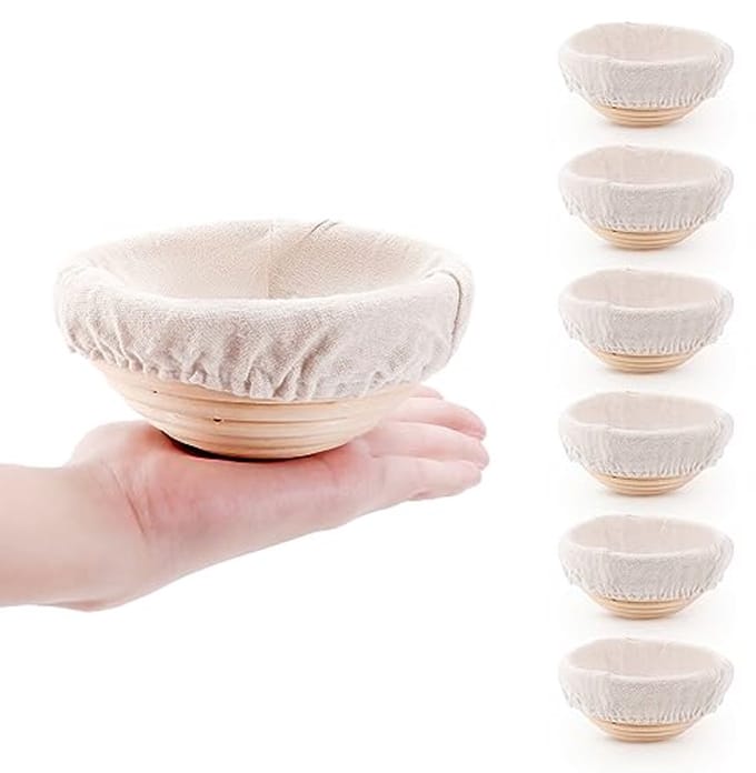 Mini Brooddeeg Proofing Mand en Liner Set van 6 - Ideaal voor Zuurdesem Bakken