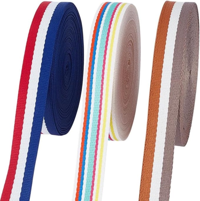 Polyester Singelband - Gestreepte Band - Ambachtelijke Projecten - UV- en Weerbestendig - 30 Meter - Meerkleurig