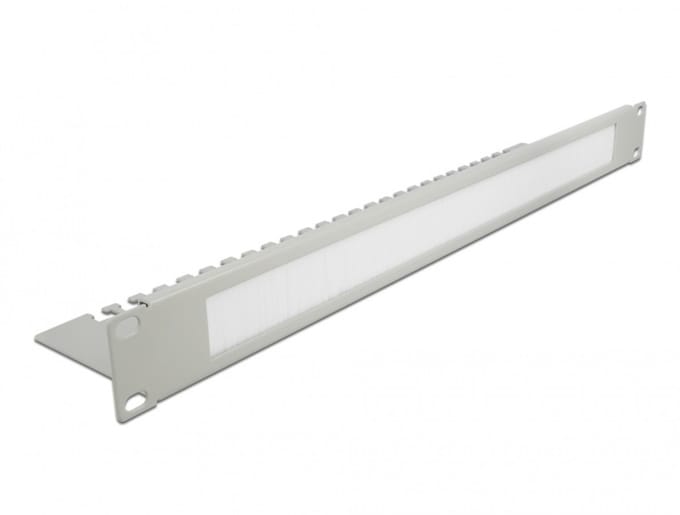 Delock 19″ Cable Management Brush Strip with Cable Support Plate 1U grey