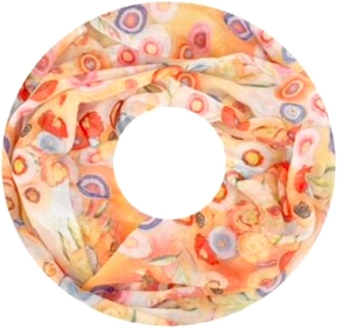 Dunne Colsjaal - Print - Oranje/Ecru - 80 x 50 cm (20261#)