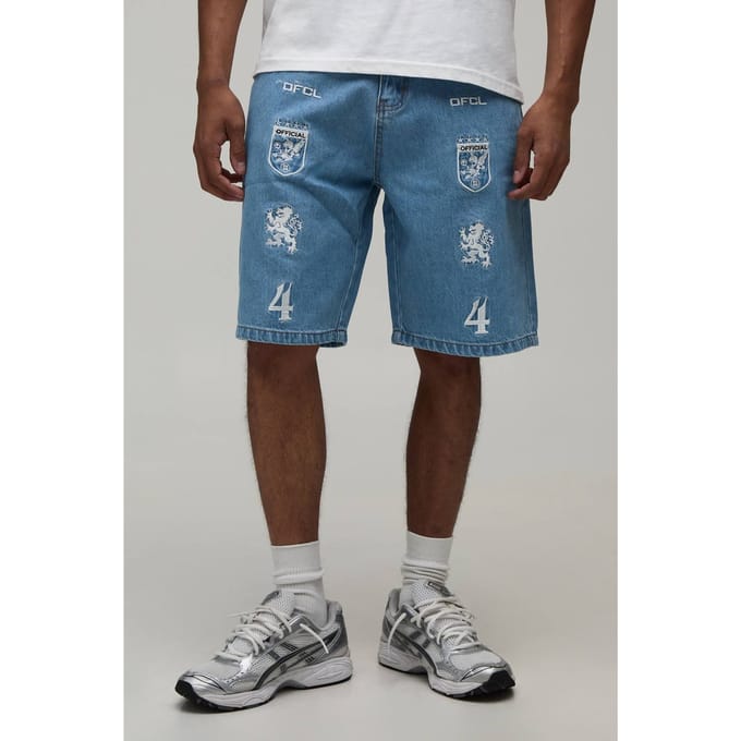 Relaxed Denim Shorts Met Badge Applicatie | Light Blue | Size 32