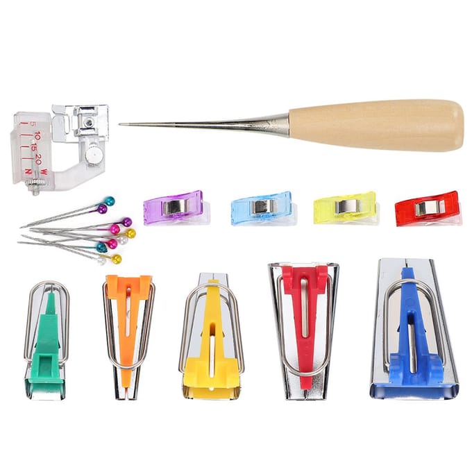 Stof Biasband Maker Naai- en Patchwork Gereedschap Krimpkoker Set DIY Randafwerking Roller Snijder white