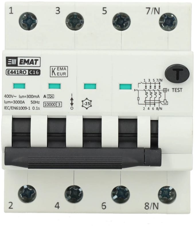 EMAT aardlekautomaat 4-polig 16A C-kar 300mA (85006511)