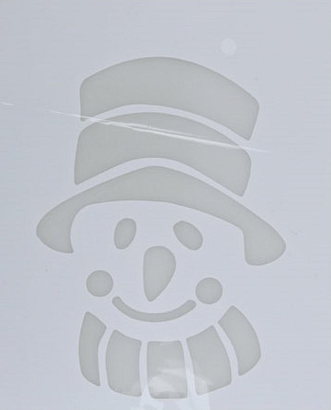 Kerst raamsjabloon sneeuwpop hoofd - wit - 35 cm - raamdecoratie - kerstversiering - sneeuwspray sjabloon