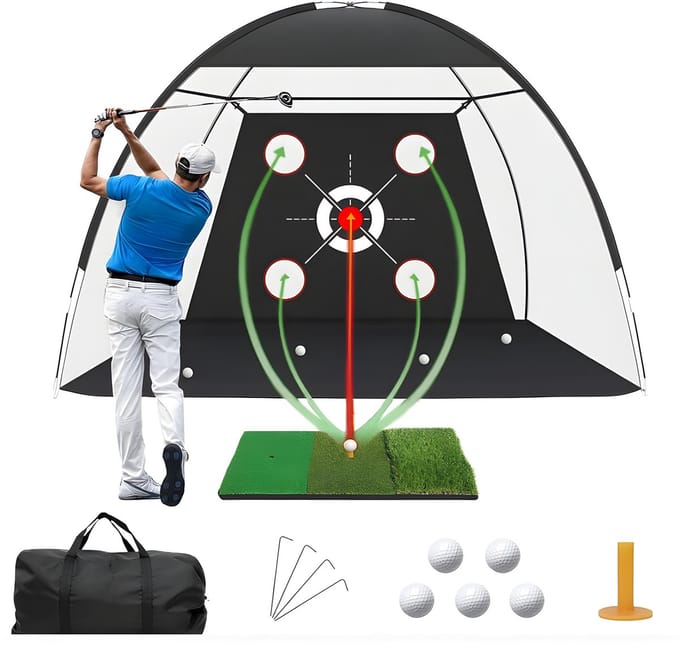 Stripe golf oefennet, golf net - golfnet multi target, 5 ballen