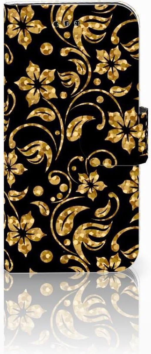 Book Case voor Samsung Galaxy A3 2017 Hoesje Gouden Bloemen