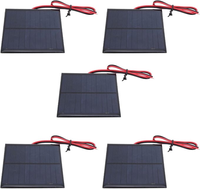 Set van 5 Mini Zonnepanelen Moduul voor Lichte Omstandigheden 5.5V 160mA met Bedrading
