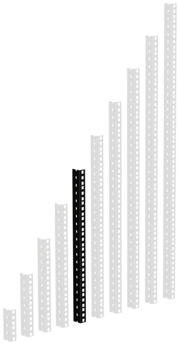 Adam Hall 61535B10 Rackrail, zwart geperforeerde gaten, 10 HE - Profiel