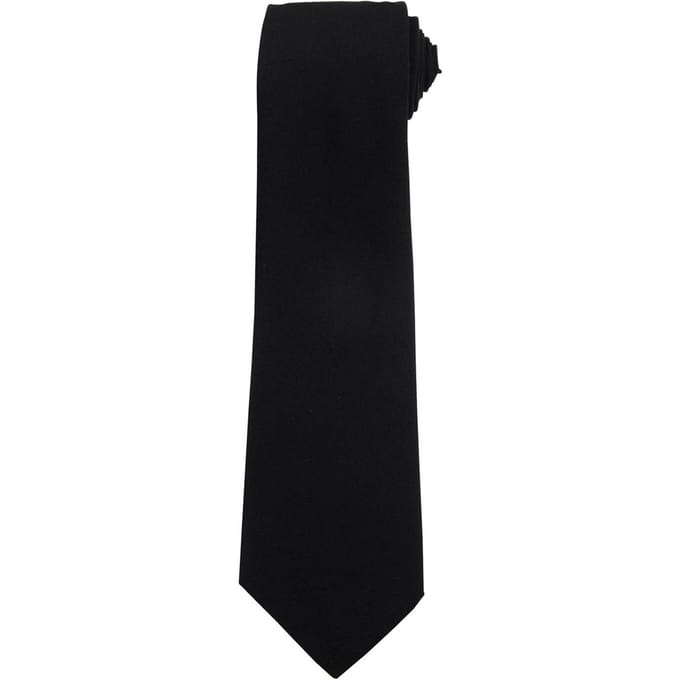 Premier Effen polyester stropdas (Zwart)