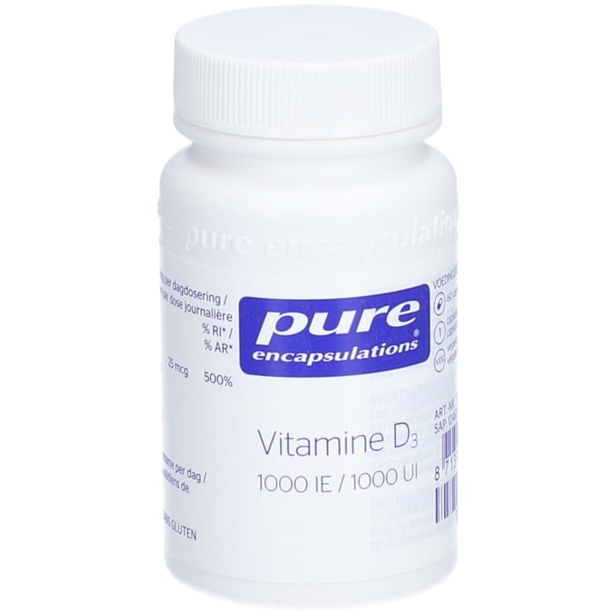 Pure Encapsulations - Vitamine D3 1000 IE - Essentieel voor het Immuunsysteem - 60 Capsules