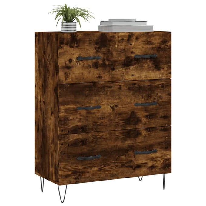 vidaXL - Dressoir - 69,5x34x90 - cm - bewerkt - hout - gerookt - eikenkleurig
