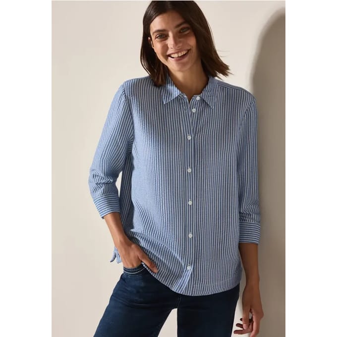 Gestreepte seersucker blouse