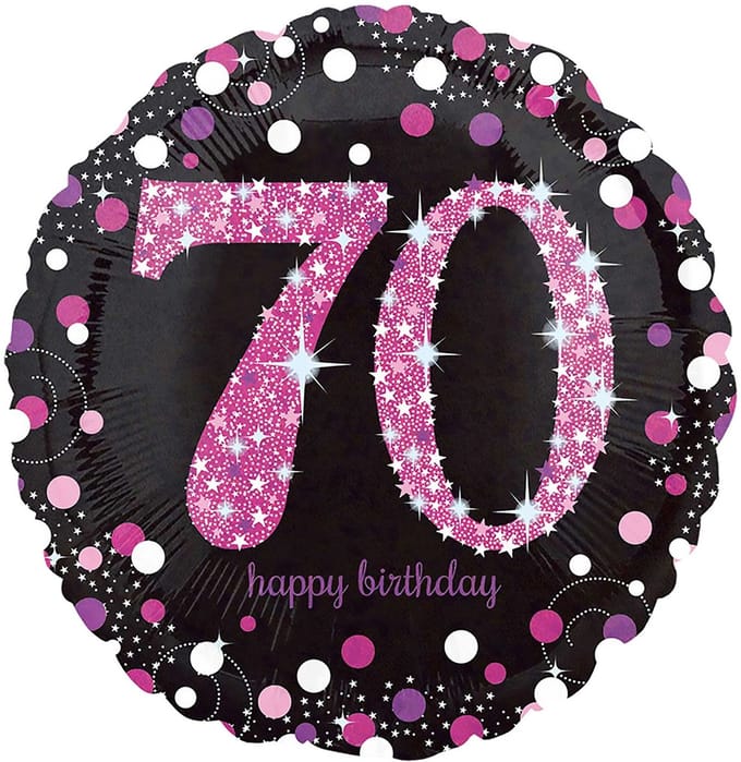 Amscan - Folieballon 70 Jaar Sparkling Celebrations Roze 43 cm