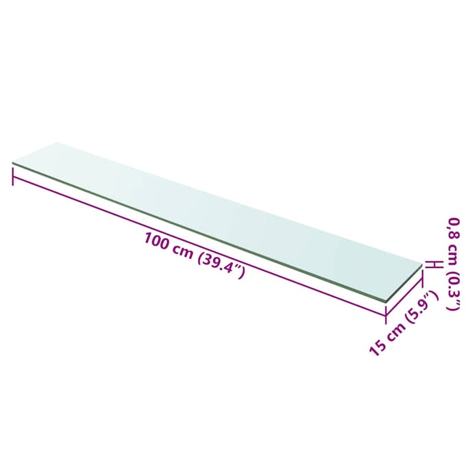 vidaXL - Wandschap - transparant - 100x15 - cm - glas