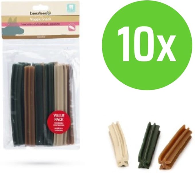 Beeztees Veggie Staaf Mix Voordeel 500 gram 18 cm - hondensnack - 10 zakken